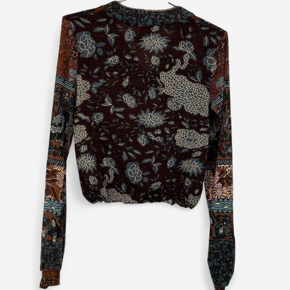 Vintage Mixed Media Boho Gypsy Steampunk Floral Cut & Sew Blouse – Medium 🌙🪶 - Picture 3 of 6